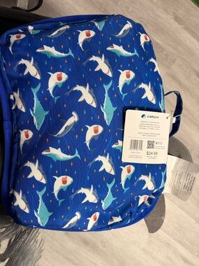 Kids Shark Print Backpack - Blue